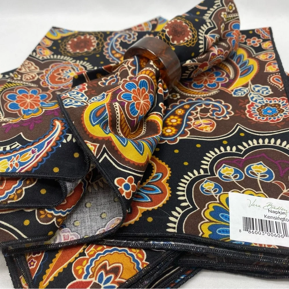 Vera Bradley Kensington Paisley Print Fabric Napkins Set of 4 New